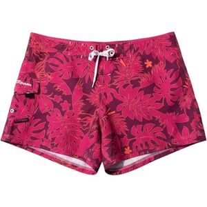Maui Rippers Board Shorts Pink Purple Tropical Monstera Print Swim Size 36